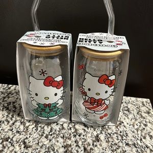 SET OF TWO HELLO KITTY GLASS TUMBLERS